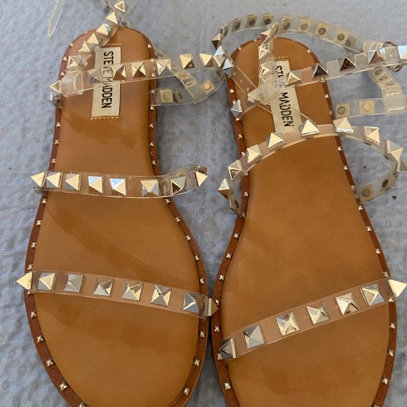 Steve Madden Clear Studded Sandals - Picture 1 of 4